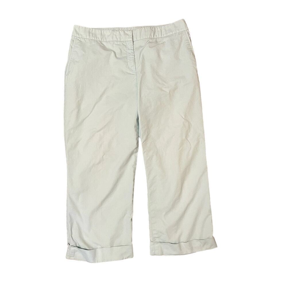 Apostrophe Womens Stretch Chino Pants Size 10 Cropped Pale Light Blue Cuffed Hem